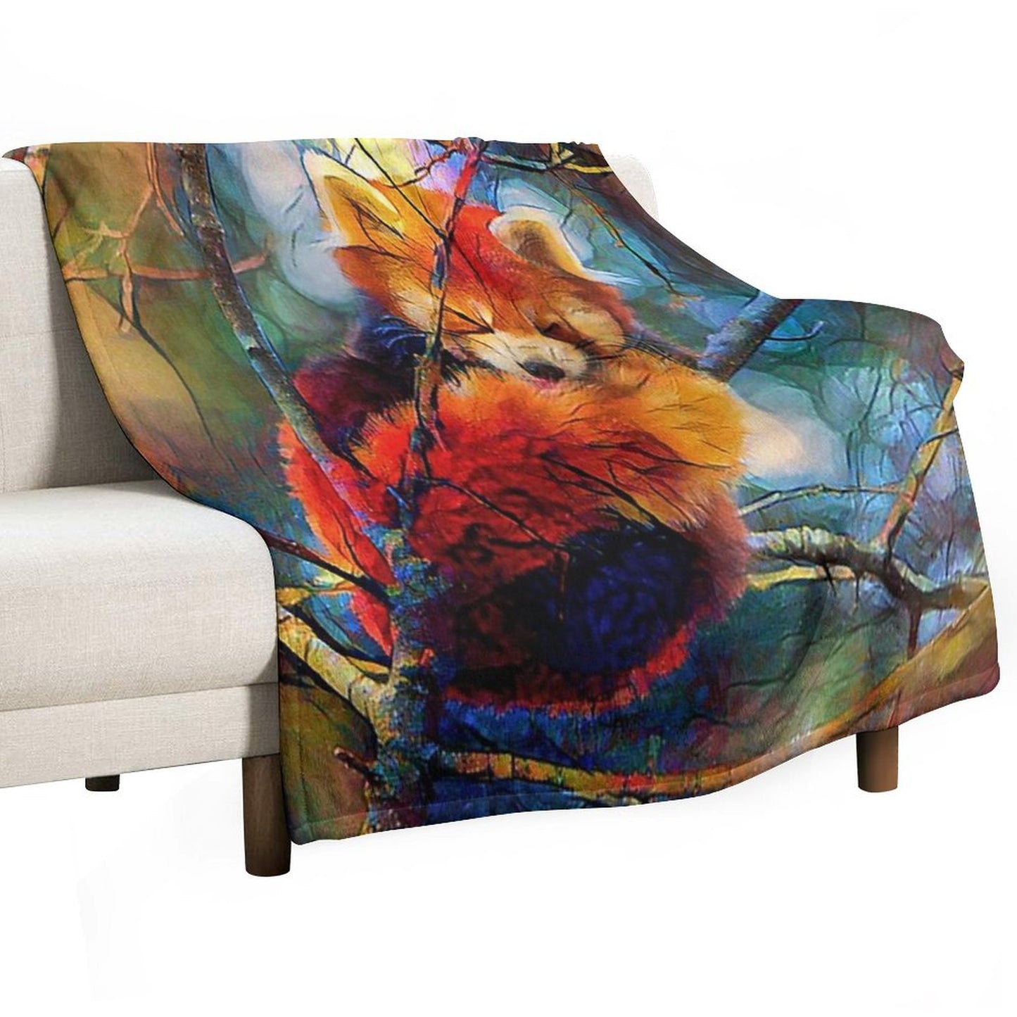 Autumnal Red Panda Throw Blanket