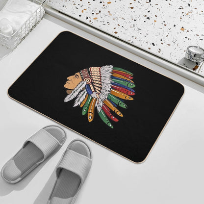 Indian Chief With Headdress Bath Mat