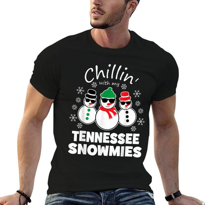 Chillin With My Tennessee Snowmies Funny Christmas  Fade-proof Color T-Shirt