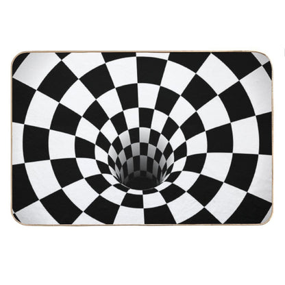 Optical Illusion Black Hole Checkerboard (BlackWhite) Bath Mat