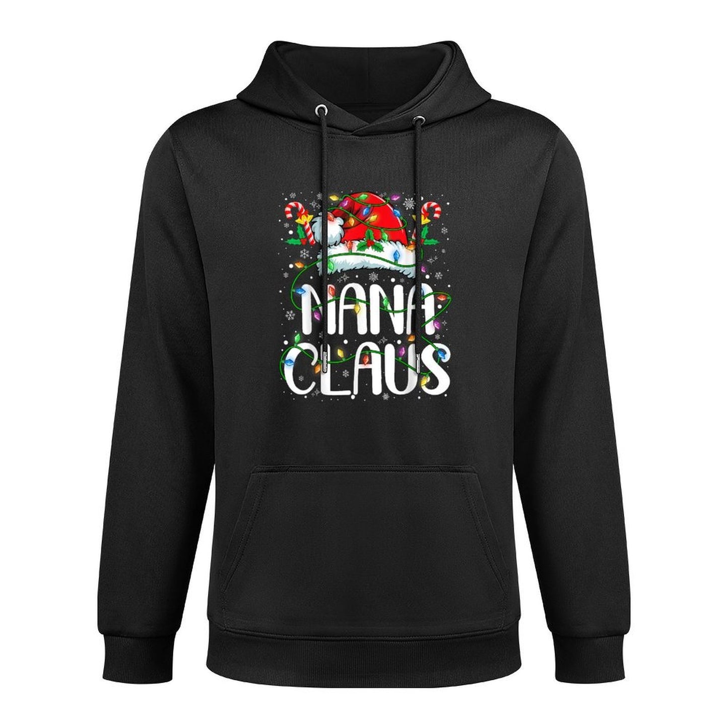 Nana Claus Christmas Lights Pajama Xmas Family Matching Shape Retention Hoodie