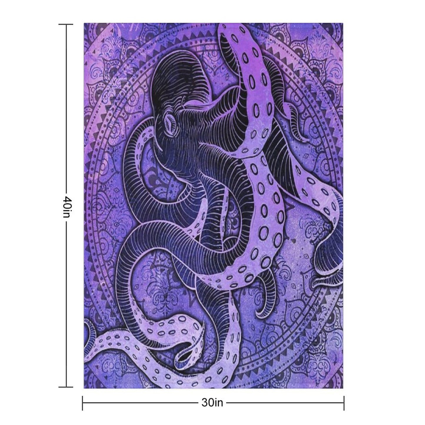 Octopus on Damask - Purple Edition Throw Blanket