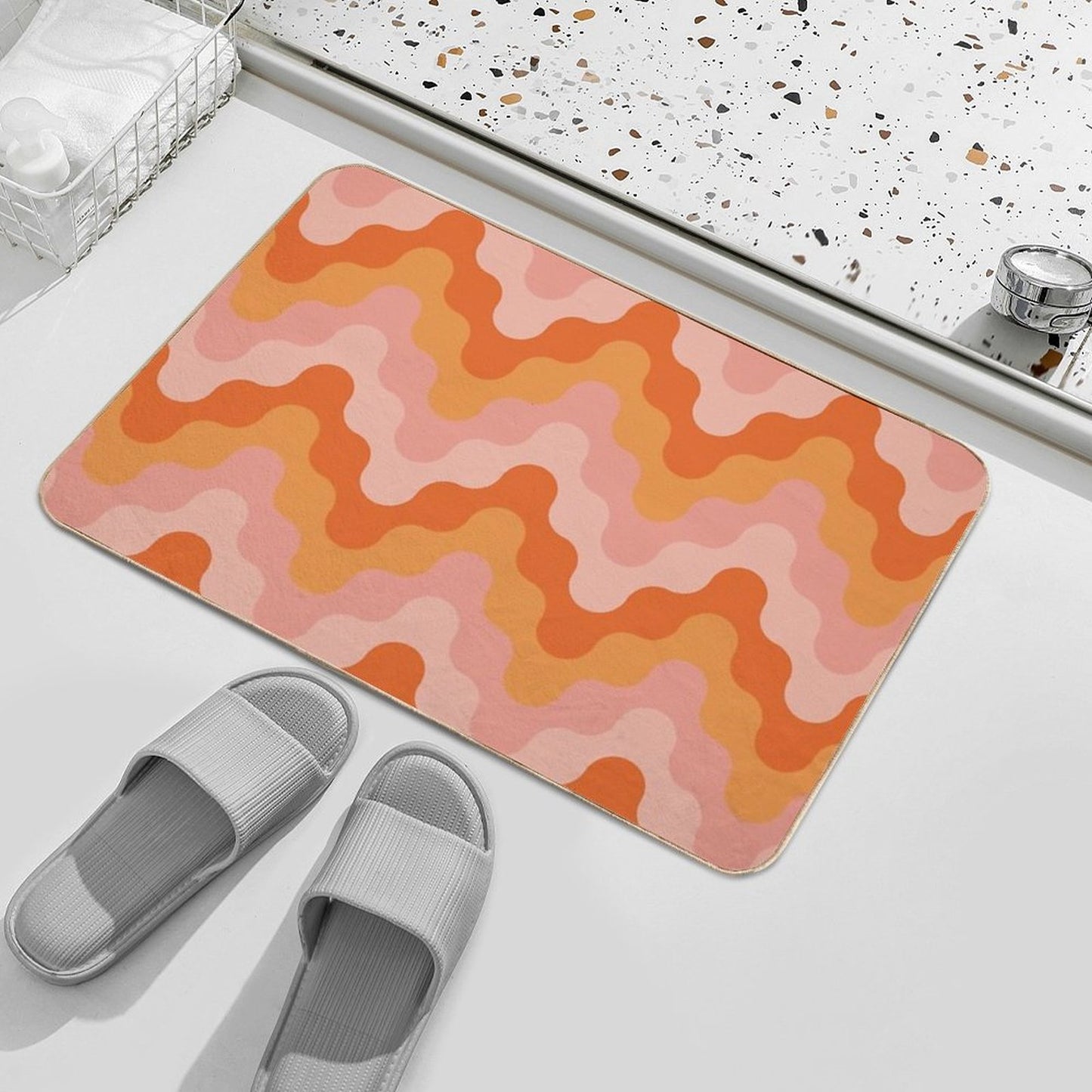 Colored Zigzags (pink And Orange) Bath Mat