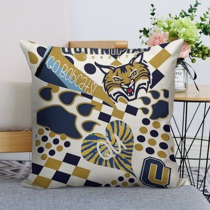 Quinnipiac University Collage Linen Throw Pillow Cover