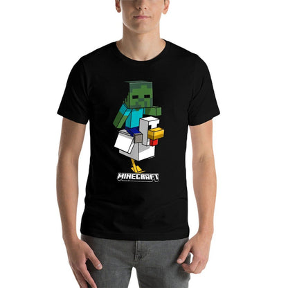 Minecraft Chicken Jockey Aiming To Attack  High-quality Stitching T-Shirt