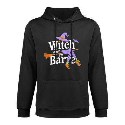 Witch Way to Barre Funny Pure Barre Halloween Workout Design Shape Retention Hoodie