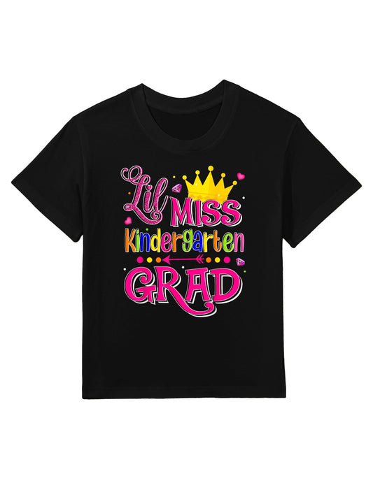 Lil Miss Kindergarten Grad Graduation Funny School Kid Girl Kids T-Shirt
