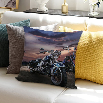 Harley Davidson Beautiful Sunset Soft Reinforced Edging Throw Pillow