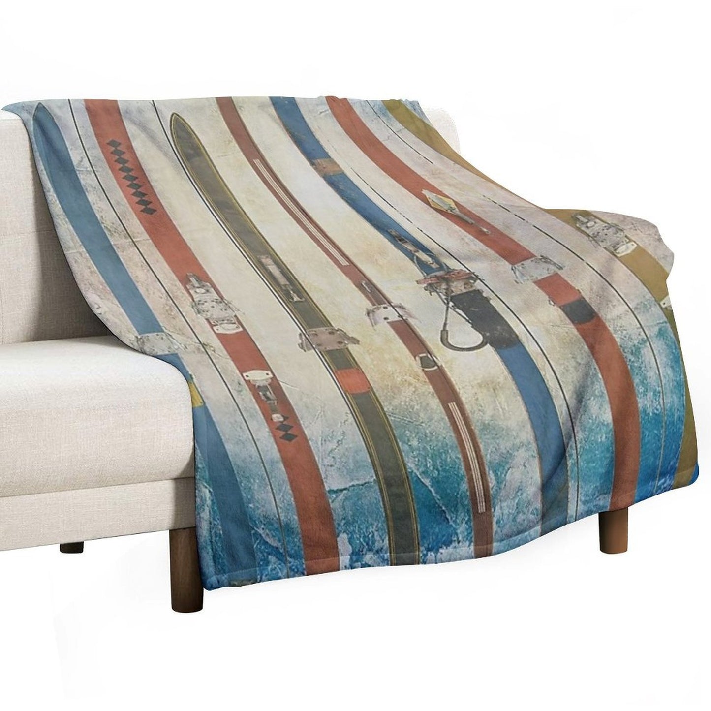 Skiing Sets Vintage Throw Blanket