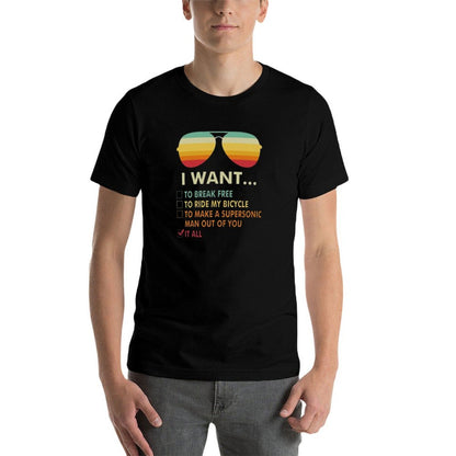 Funny Music Lover Gift Bicycle Costume I Want It All  Vintage-inspired T-Shirt