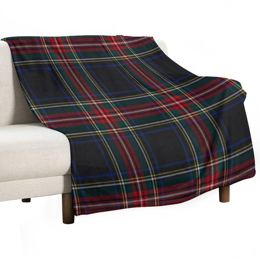 Stewart Black Scottish Tartan Throw Blanket