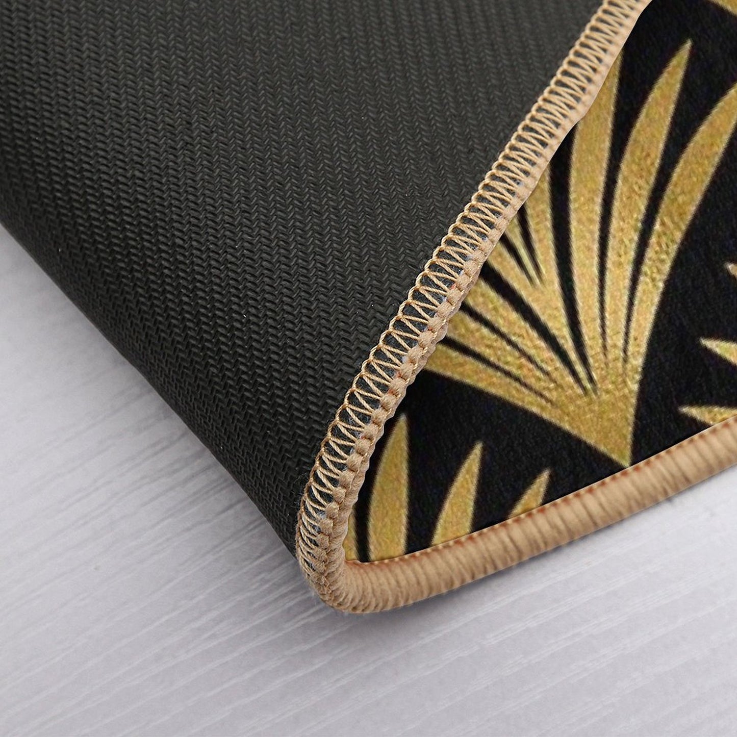 Luxurious Black And Golden Color Art Deco Elegant Pattern Bath Mat