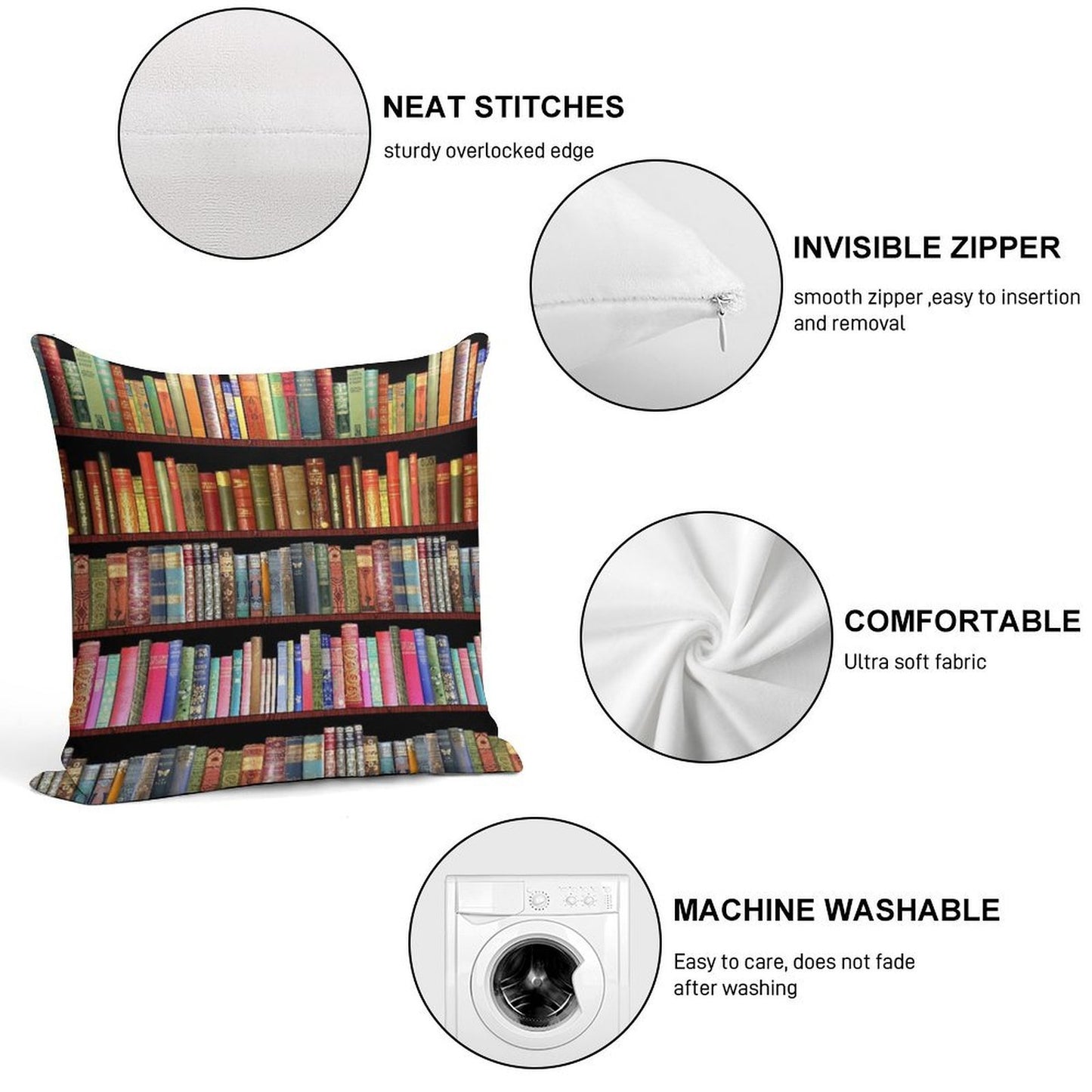 Jane Austen Antique Books, British Antique Books Soft Fade-Resistant Throw Pillow