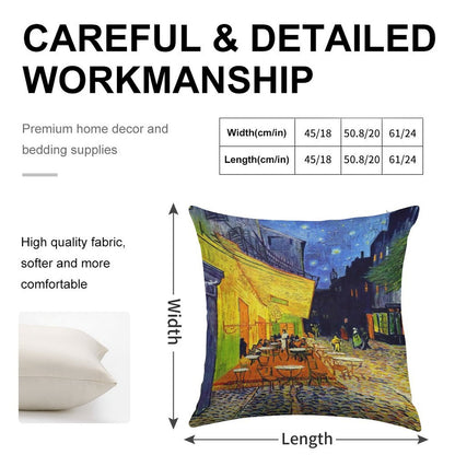 Cafe Terrace at Night - Van Gogh Linen Throw Pillow Cover
