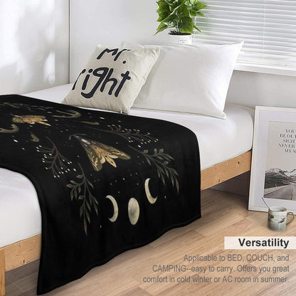 Death Head Moths Night Throw Blanket