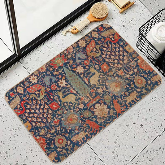 17th Century Persian Rug Print with Animals  Toxin-Free Bath Mat