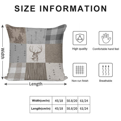Deer Patchwork - Rustic Neutrals Soft Warmth Comfort Throw Pillow