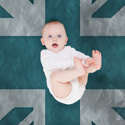 Teal Distressed Union Jack Throw Blanket