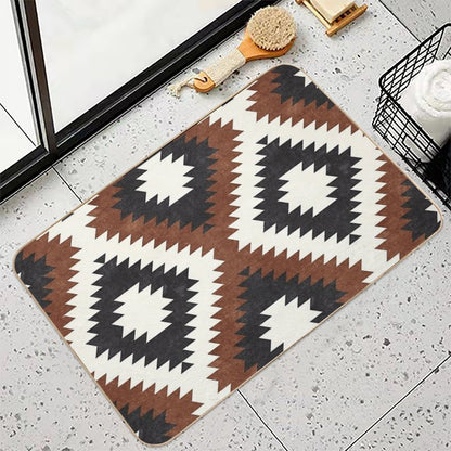 Aztec Neutrals - Inkwell & Brandywine Bath Mat