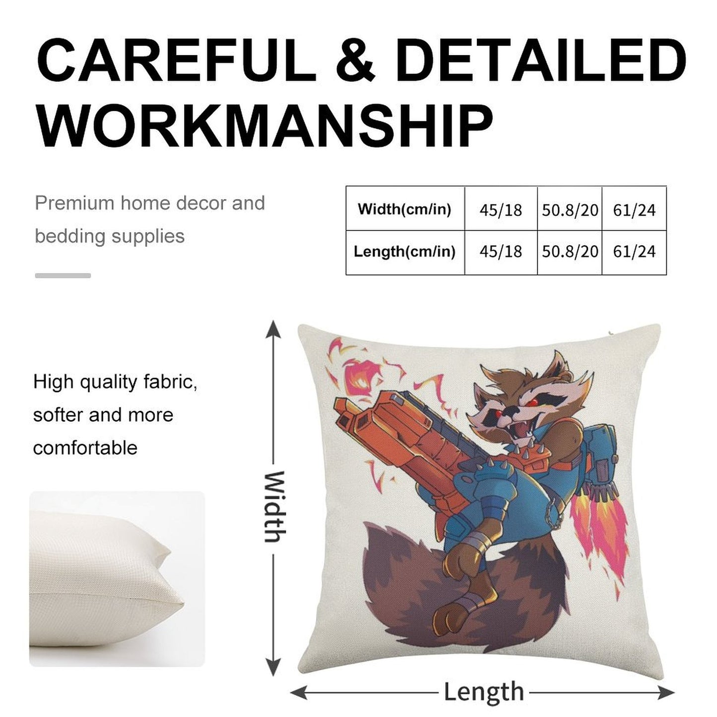 Marvel Rivals Rocket Raccoon Linen Throw Pillow Cover