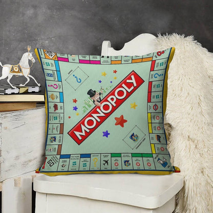 Monopoly Board Game Classic Linen Throw Pillow Cover