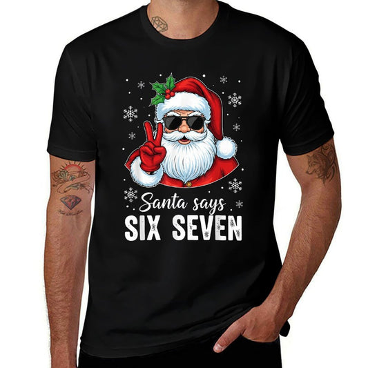 Funny Santa Says Six Seven Christmas 67 Meme Xmas Boys Girls  Stretchy T-Shirt