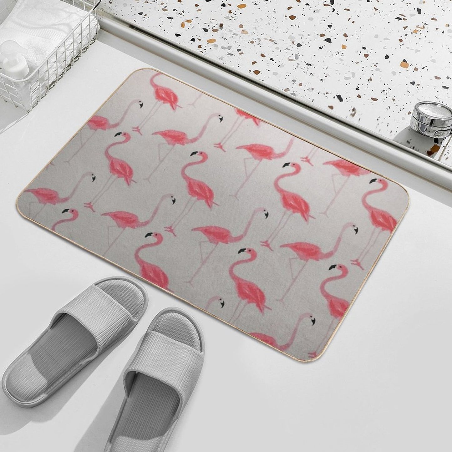 Flamingos Best Friends Bath Mat