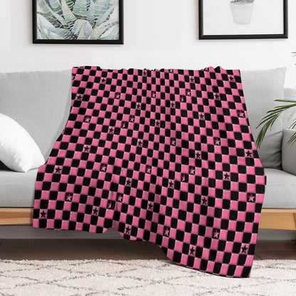 Emo Black And Pink Stars Throw Blanket