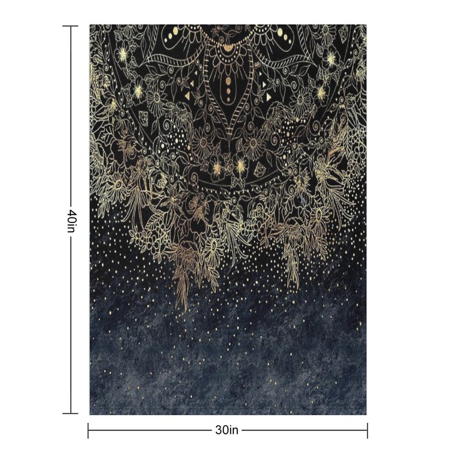 Blue Gold Mandala Floral Throw Blanket