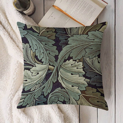 William Morris Acanthus Blue Pattern Linen Throw Pillow Cover