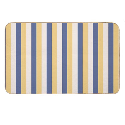 Blue Yellow Stripes - Striped Bath Mat