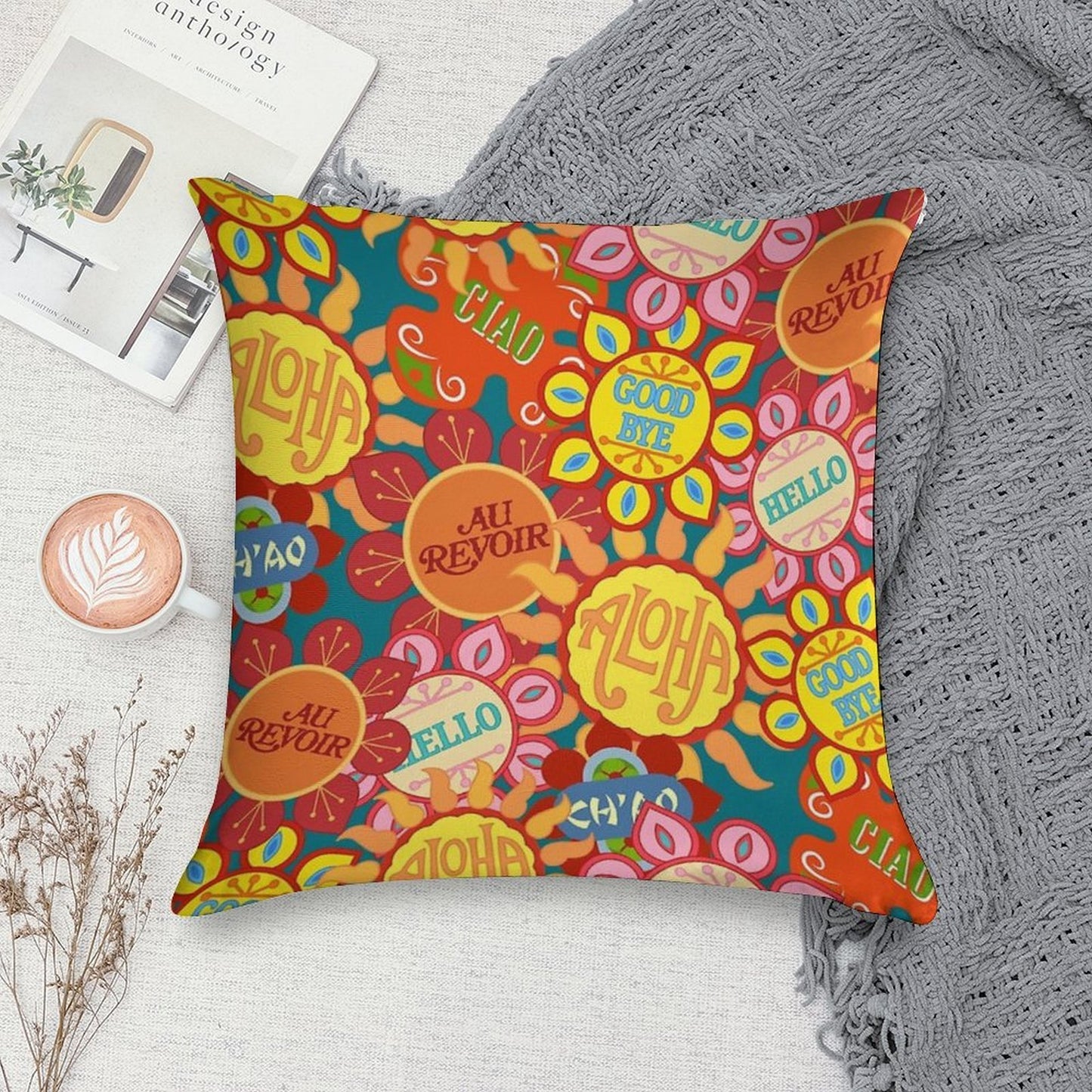 It's A Small World Flowers (original) Soft Fade-Resistant Throw Pillow