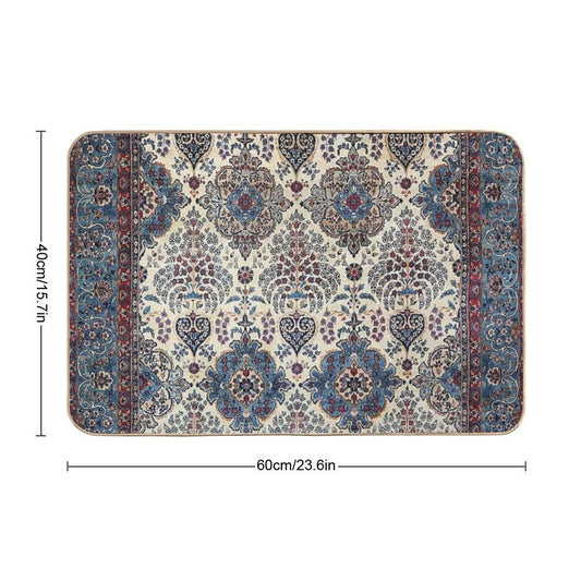 South Persian Rug Old Century Authentic Colorful Blue Tan Pinks Vintage Patterns Bath Mat