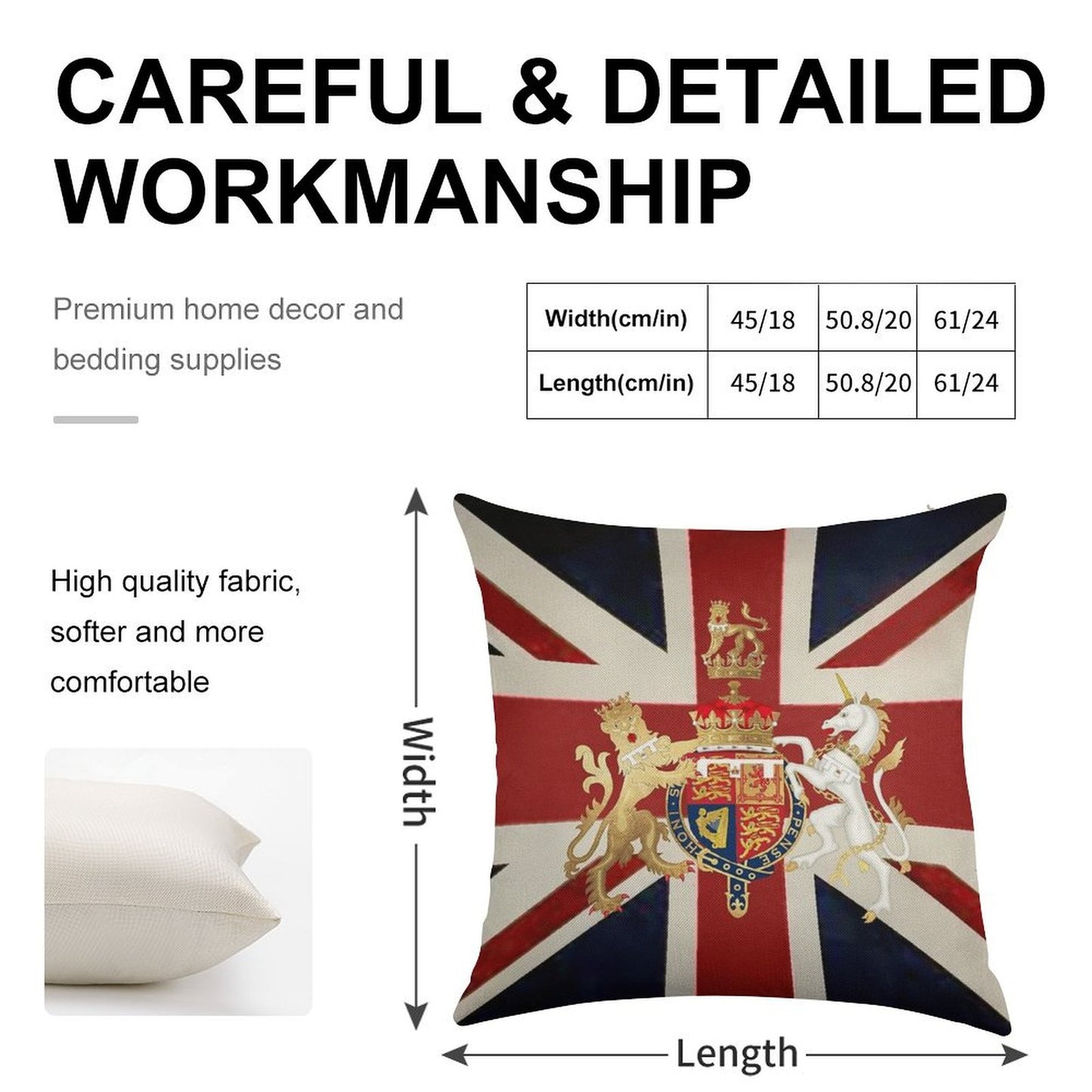 Union Jack with Windsor Insignia Linen Throw Pillow Cover