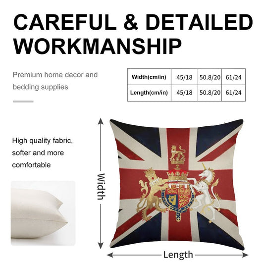 Union Jack with Windsor Insignia Linen Throw Pillow Cover