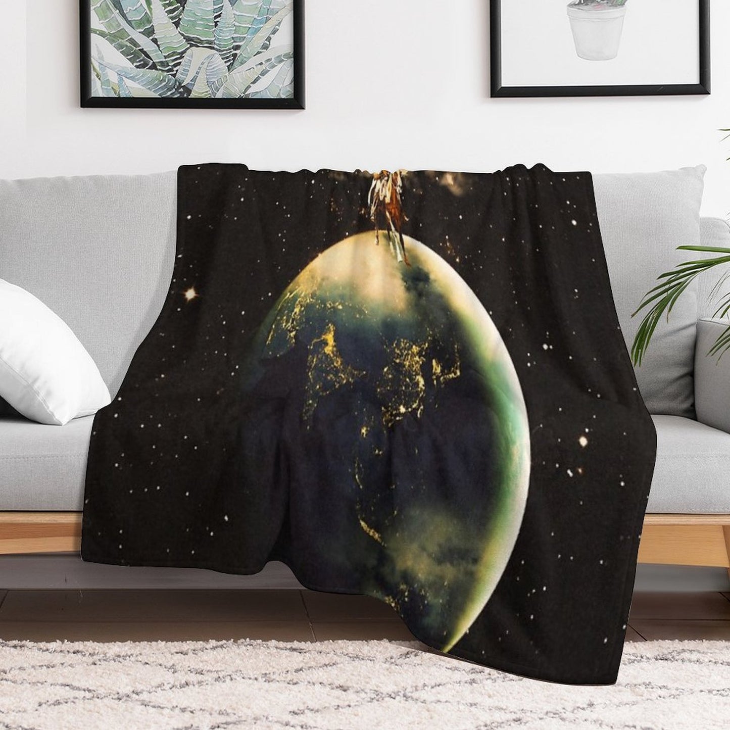 Cowboy In Space Throw Blanket
