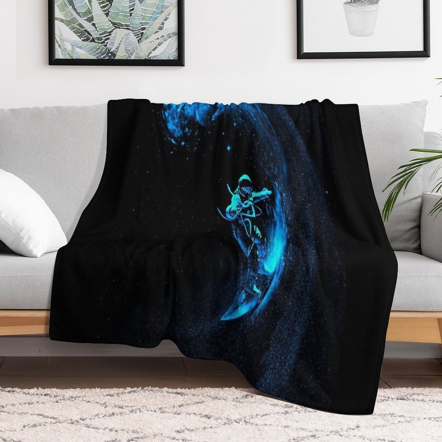 Space Surfing Throw Blanket