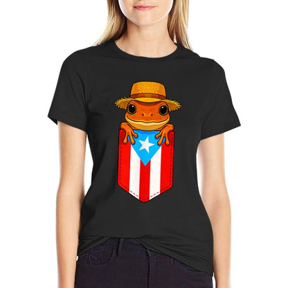 Jibaro Coqui Frog Puerto Rico Boricua Pocket Borinquen  Ribbed Collar T-Shirt
