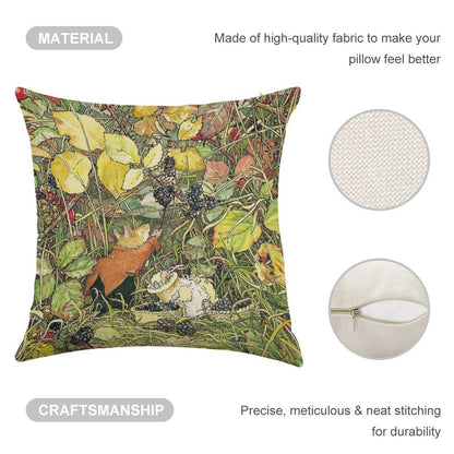 Blackberry Picking Linen Throw Pillow Cover