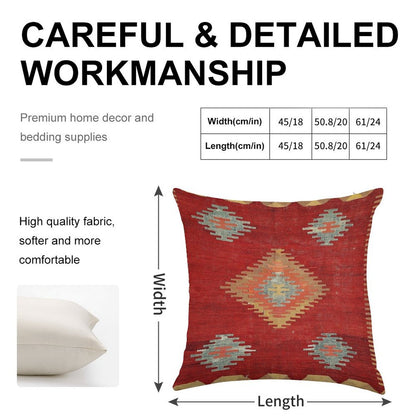 Çal  Antique Turkish Kilim Print Linen Throw Pillow Cover