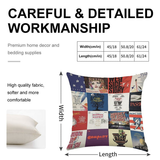 Sondheim Collage Linen Throw Pillow Cover