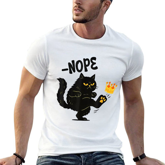 No King Nope King Funny Black Cat Men Women  Polyester Blend T-Shirt