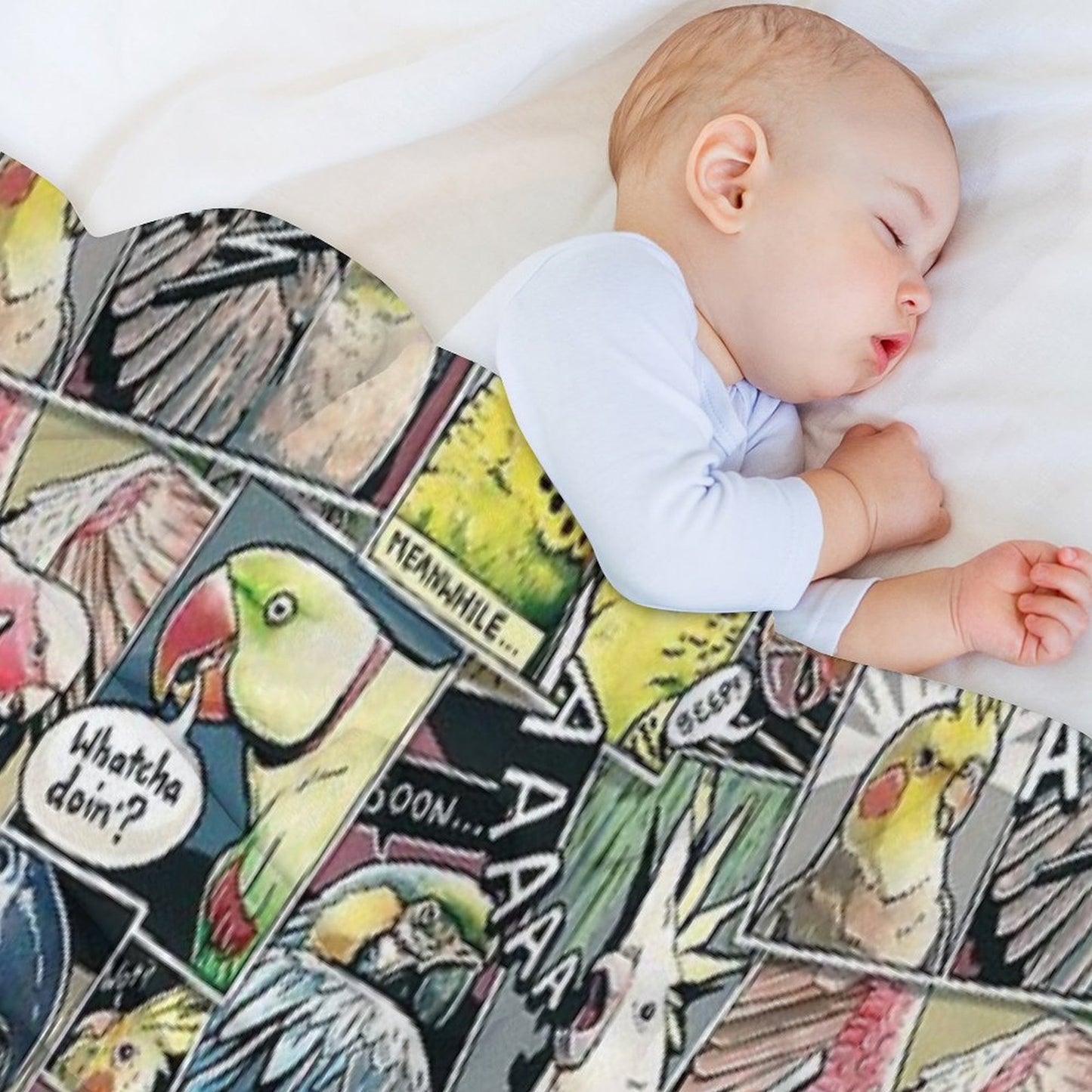 Parrots Comic Style Throw Blanket