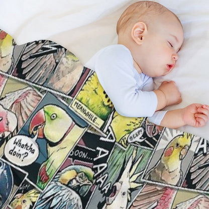 Parrots Comic Style Throw Blanket