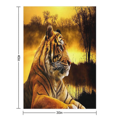 Tiger And Sunset Throw Blanket