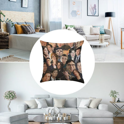 Cillian Murphy Photo Collage Linen Throw Pillow Cover