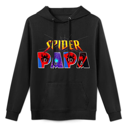 Spider PAPA Birthday Fathers Day Halloween Costume Pjs Kangaroo Pocket Hoodie