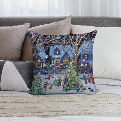 Decorating for Christmas Soft Fade-Resistant Throw Pillow