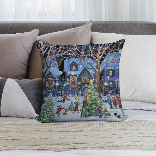 Decorating for Christmas Soft Fade-Resistant Throw Pillow