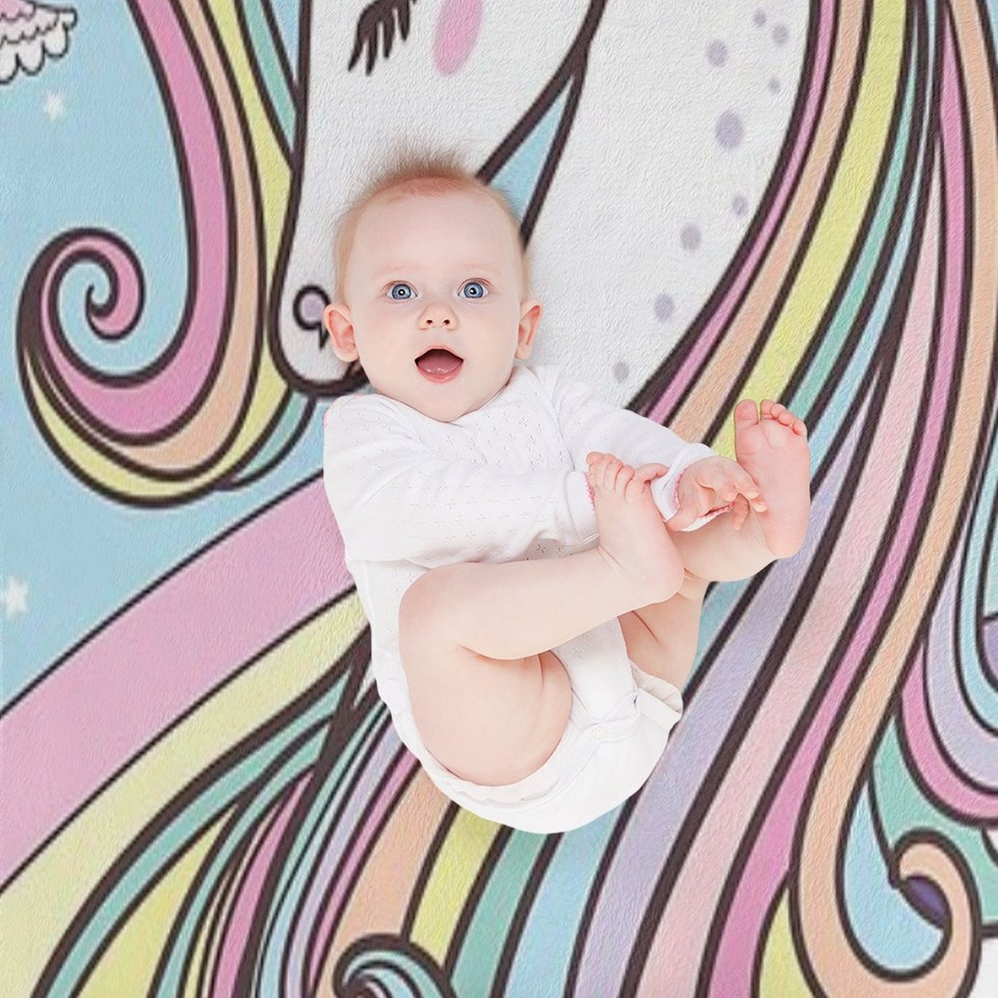 Unicorn Blue Throw Blanket